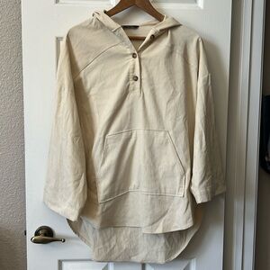 Zara Cream Oversized Overshirt/Hoodie with Hood (S), never worn